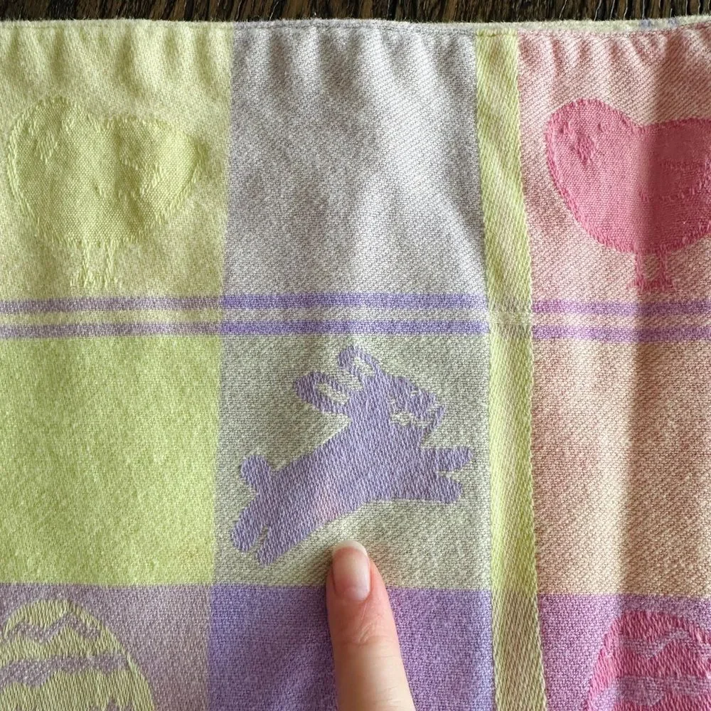 Blossoms & Blooms Y2K Easter Placemats Set of 4 Pastel Bunny Egg Plaid